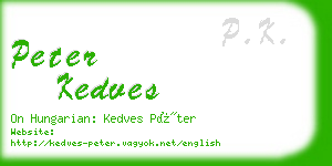 peter kedves business card